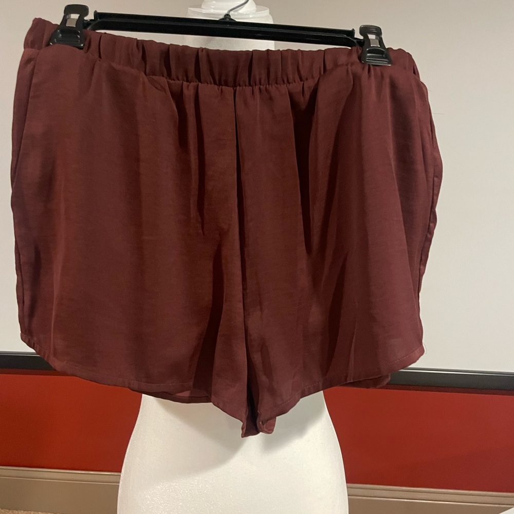 Forever 21 silky shorts  large. Burgundy brown. Never worn.
